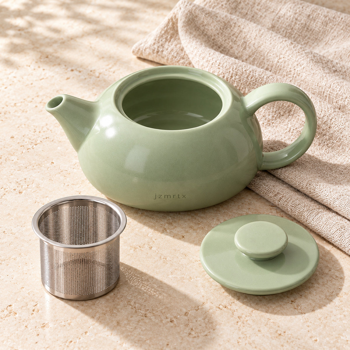 jzmrtx Pebble Ceramic Infuser Teapot — alternate angle
