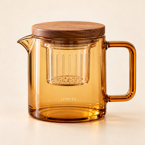jzmrtx Amber Glass Tea Steeper — studio product view