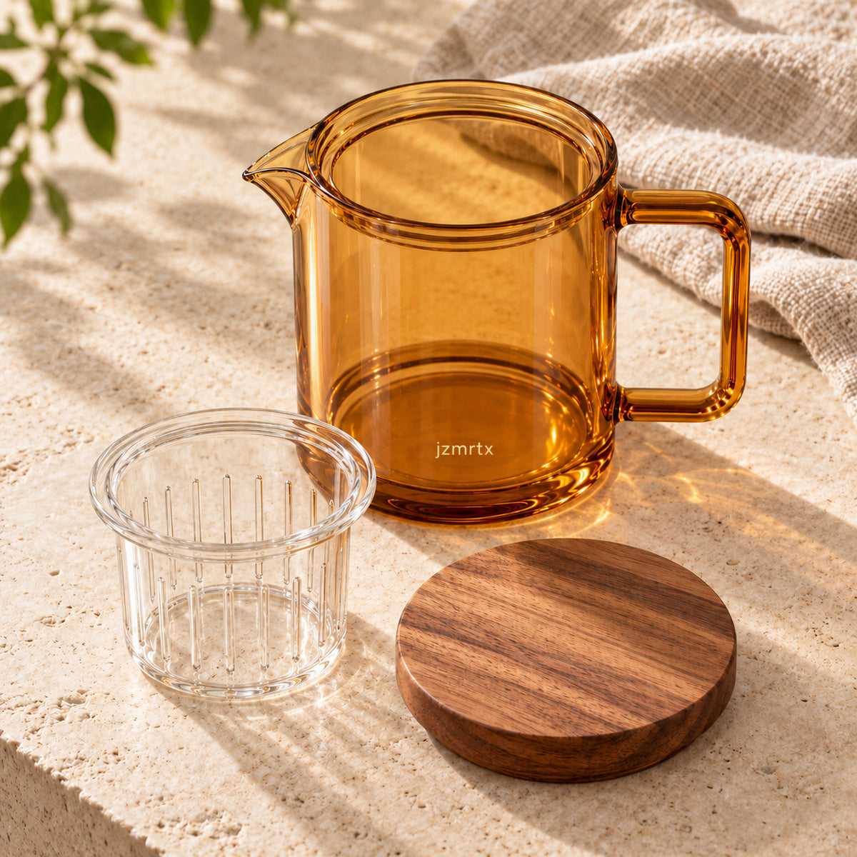 jzmrtx Amber Glass Tea Steeper — alternate angle