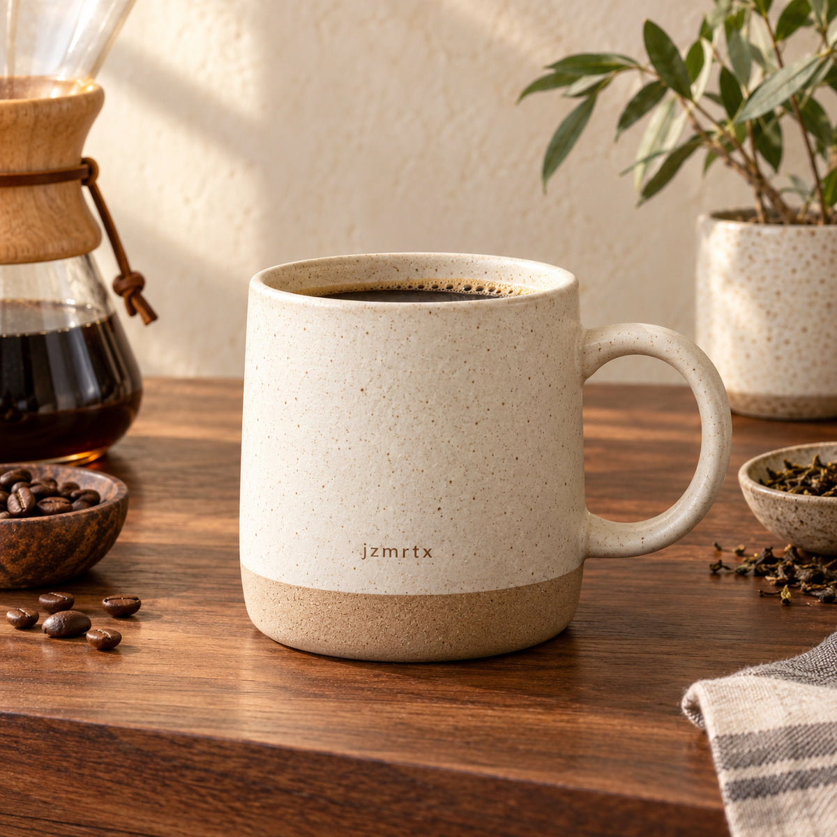 jzmrtx Halo Stoneware Coffee Mug — lifestyle scene