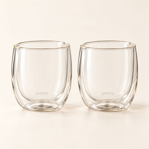 jzmrtx Double-Wall Glass Tumbler Pair — studio product view