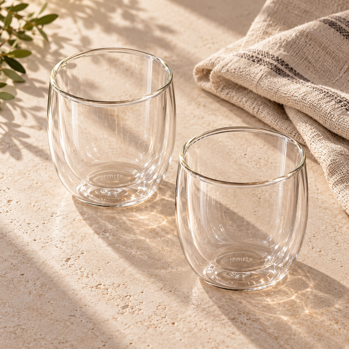 jzmrtx Double-Wall Glass Tumbler Pair — alternate angle