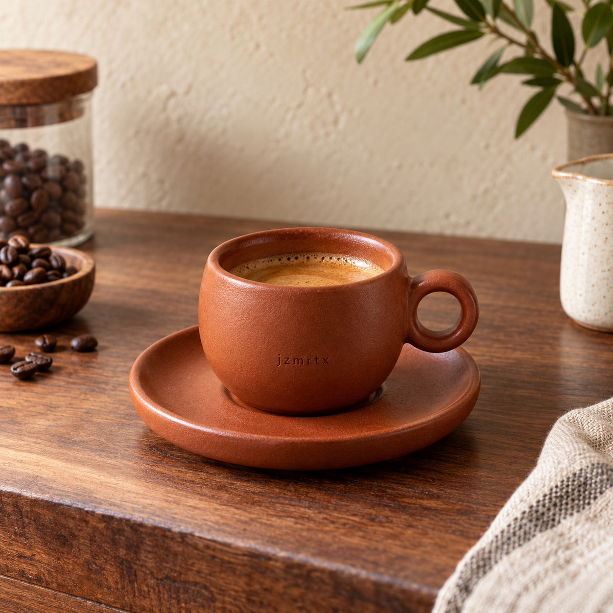 jzmrtx Dune Espresso Cup & Saucer Set — lifestyle scene